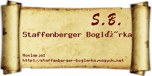 Staffenberger Boglárka névjegykártya